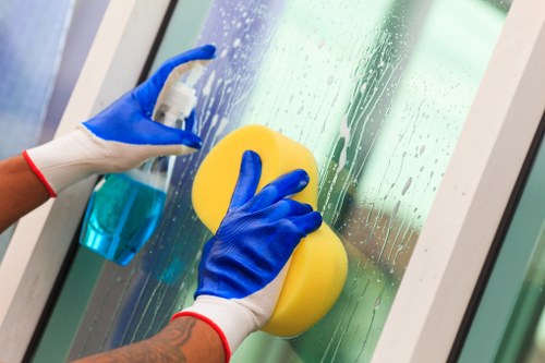 Cleaner tackling kitchen surfaces during a one-off clean