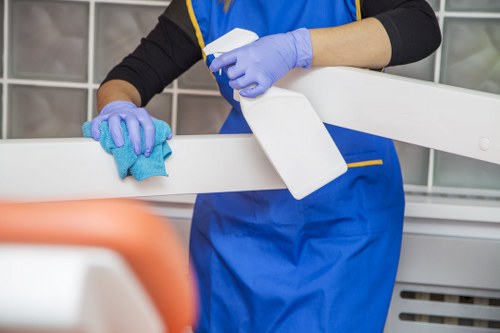 Cleaner working carefully in a home interior